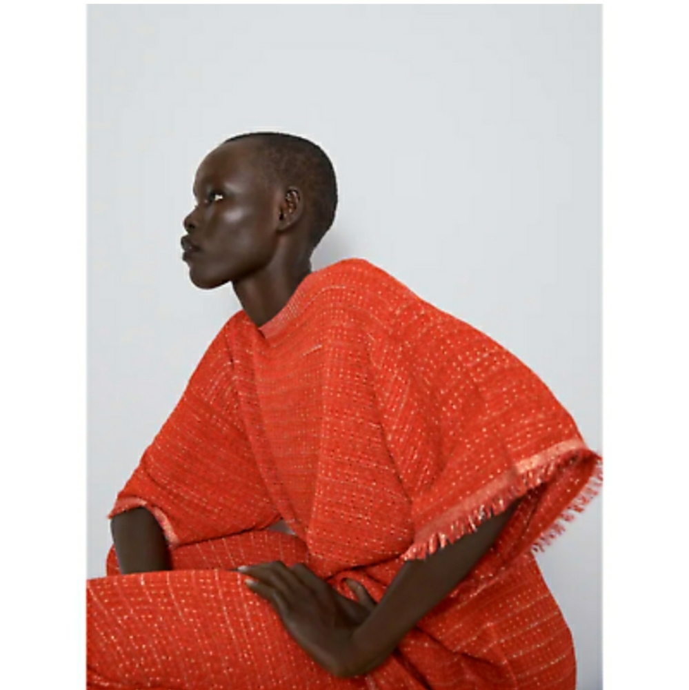 ZARA Metallic Woven Orange Top
